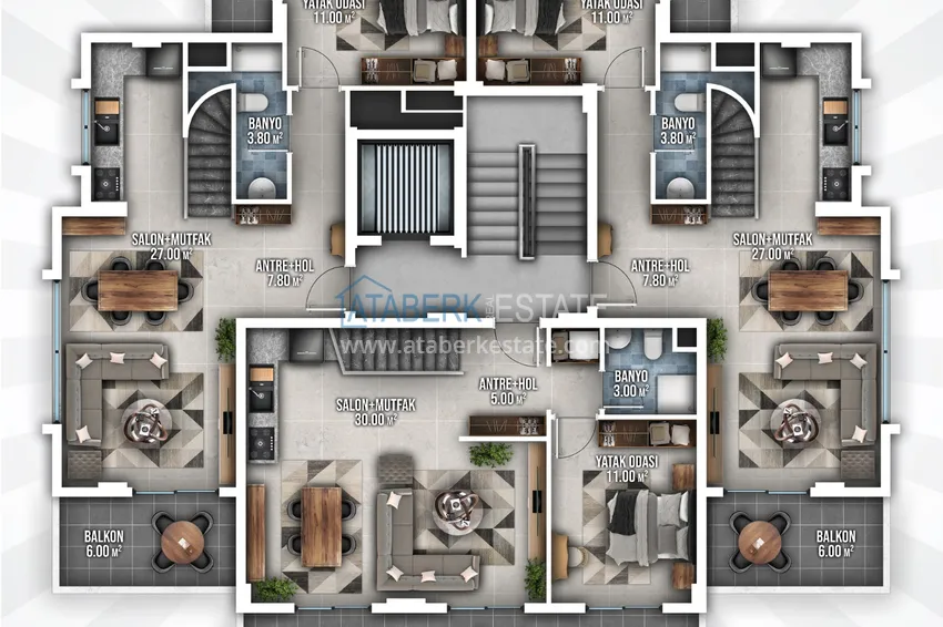 Купить дешево Недвижимость от застройщика в районе Оба - Алания в комплексе на этапе строительства 12 