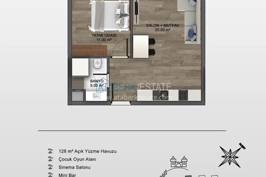 Купить дешево Квартира в районе Оба двухкомнатная, с новой мебелью и видом на море 2
