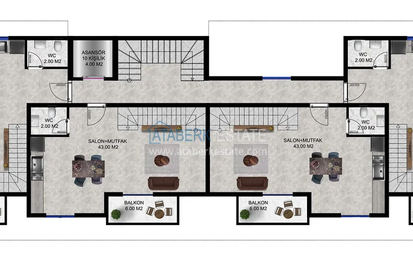 Купить дешево Новый строящийся бутик-комплекс в районе Окурджалар - 200 метров от моря 3 