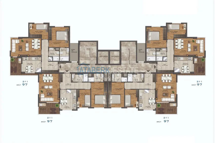 Купить дешево Квартира в Авсалларе трехкомнатная от инвестора в комплексе комфорт-класса 1 