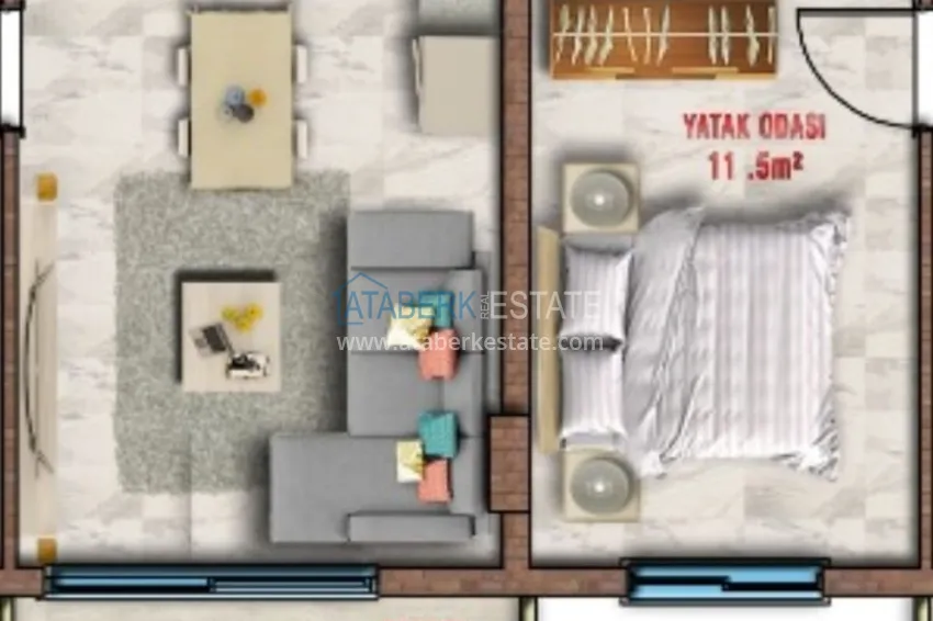 Купить дешево Двухкомнатная квартира от инвестора в комплексе с отельной инфраструктурой в Авсалларе 1 