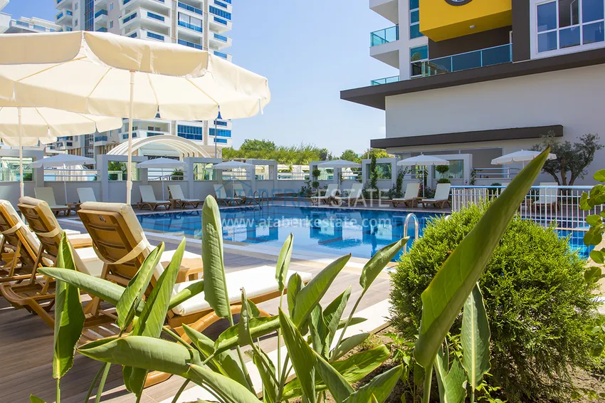 Квартира в Махмутларе меблированная с видом на горы в комплексе комфорт-класса 3 