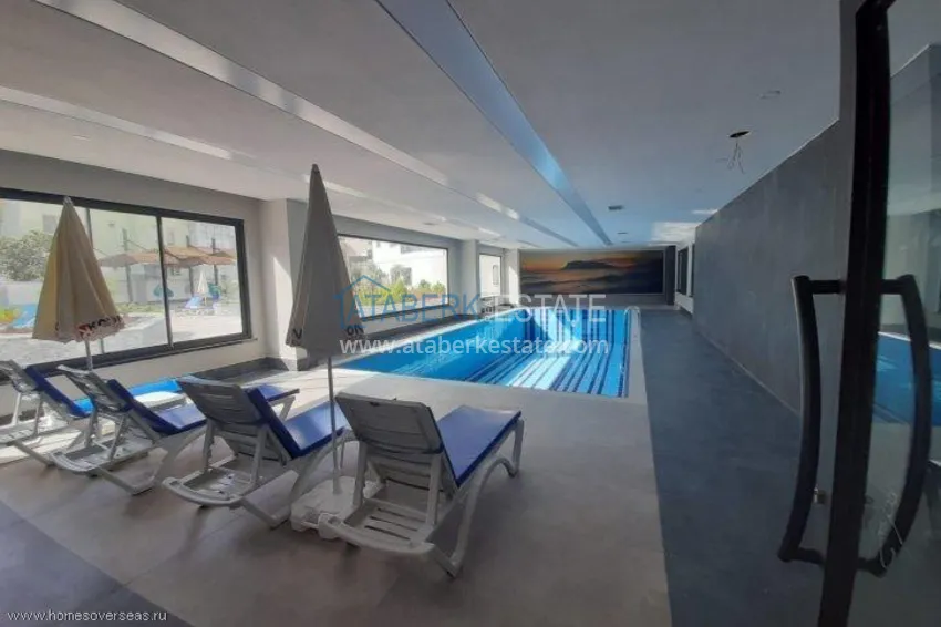 Двухкомнатная меблированная квартира с видом на горы в Алании, районе пляжа Клеопатра 10 