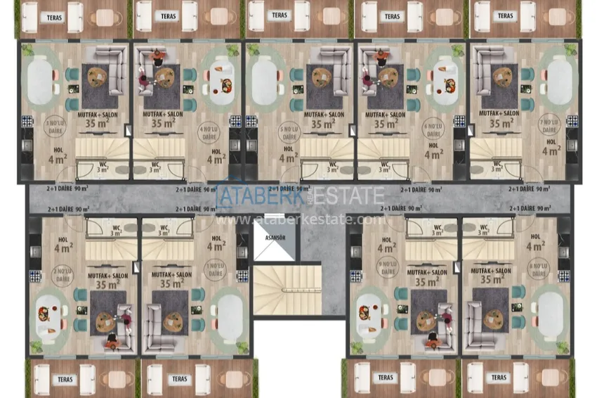 Купить дешево Недвижимость от застройщика в Алании район Тюрклер - новый проект резиденции с апартаментами и виллами 3 