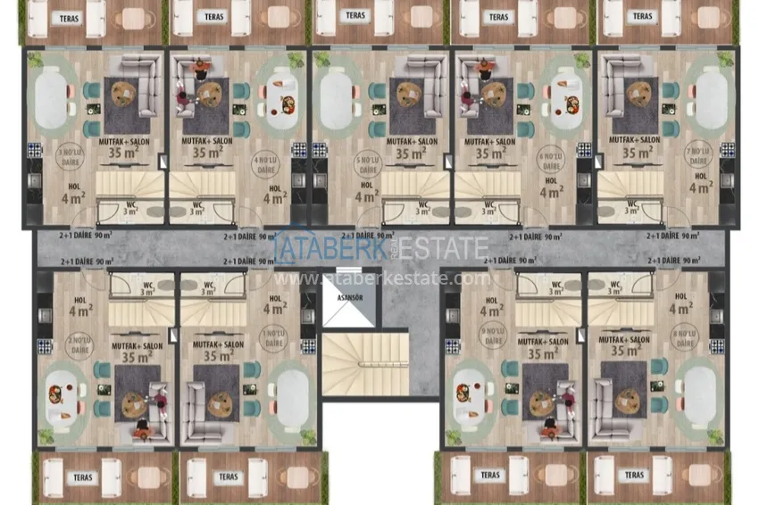 Купить дешево Недвижимость от застройщика в Алании район Тюрклер - новый проект резиденции с апартаментами и виллами 7 