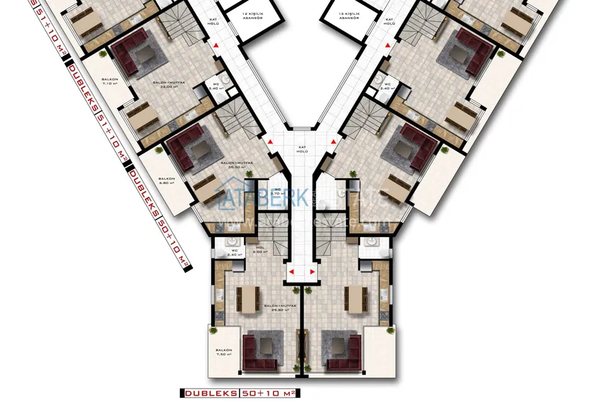 Купить дешево Квартиры от инвестора в строящемся жилом комплексе - Махмутлар, Алания 5 