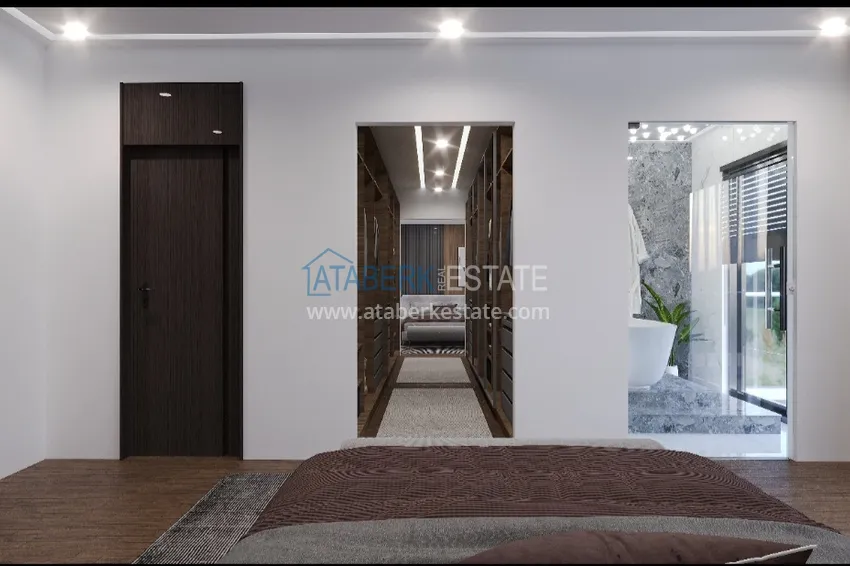 Приобрести Недвижимость от застройщика в Алании район Тюрклер - новый проект резиденции с апартаментами и виллами 13 