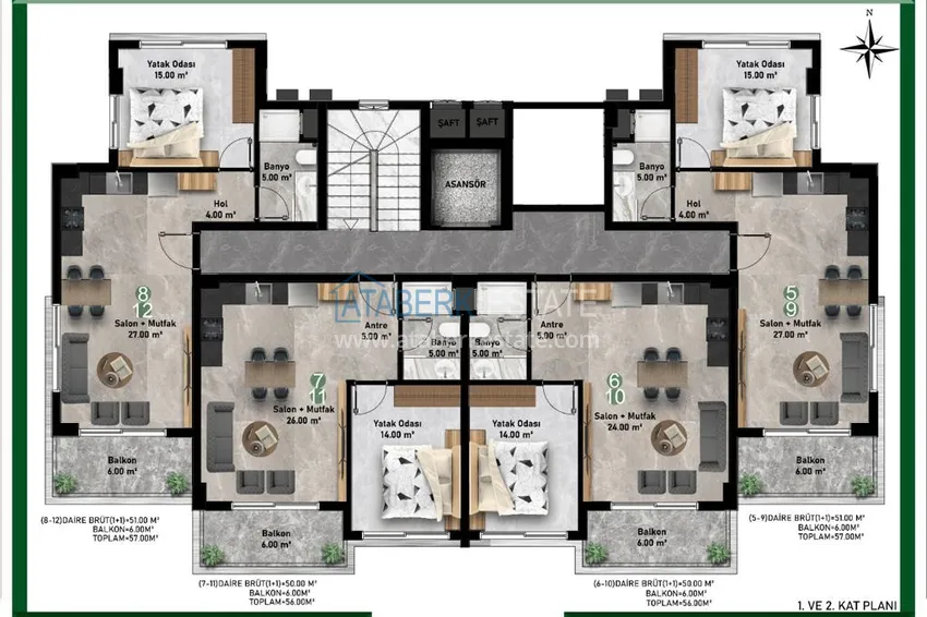 Купить дешево Новый проект высококачественного жилого комплекса в центре Алании – район пляжа Клеопатра. С правом на гражданство! 1