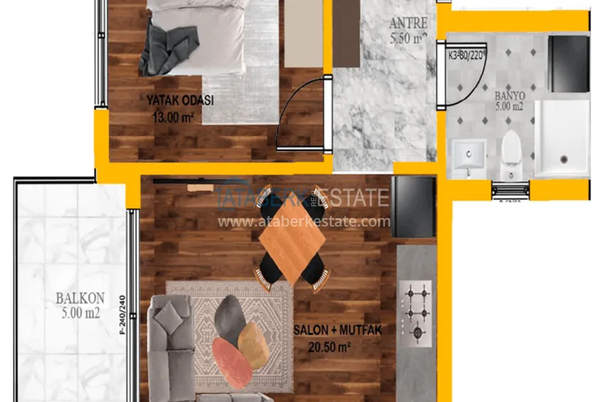 Купить дешево Новый современный проект бутик-комплекса с инфраструктурой, в Газипаше 16 