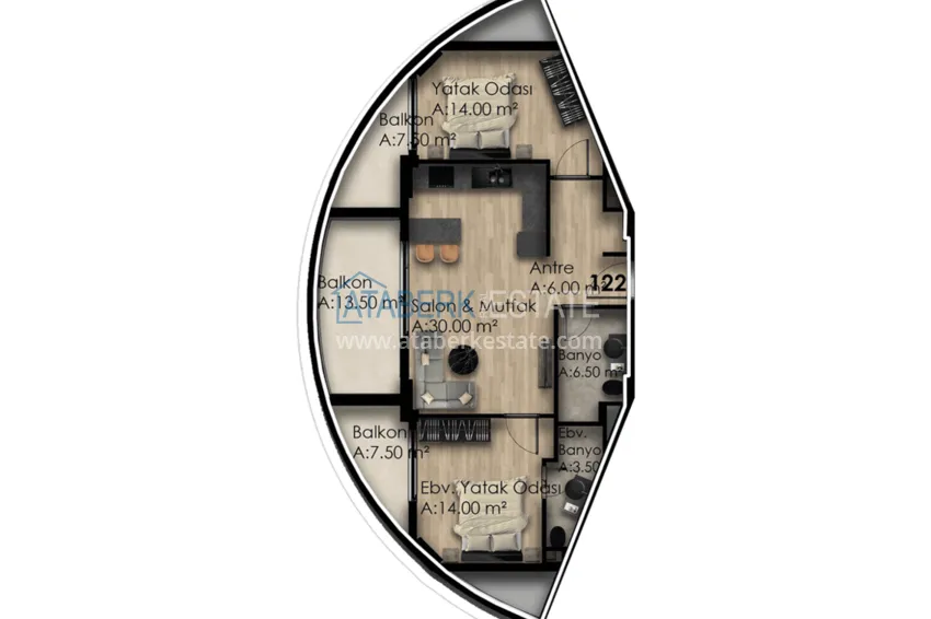 Купить дешево Квартиры в Газипаше на этапе котлована в резиденции с отельной инфраструктурой 10