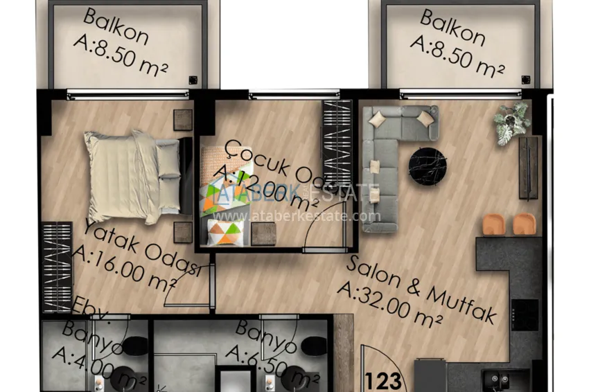 Купить дешево Квартиры в Газипаше на этапе котлована в резиденции с отельной инфраструктурой 8