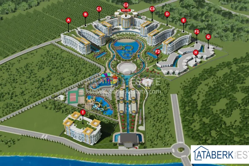 Квартира у моря напрямую от инвестора в строящемся комплекс-отеле - Алания, район Тюрклер 14 