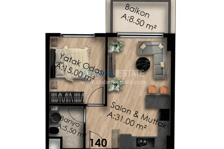 Купить дешево Квартиры в Газипаше на этапе котлована в резиденции с отельной инфраструктурой 13