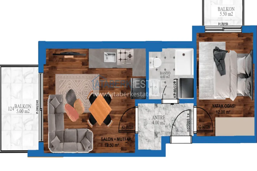Купить дешево Новый современный проект бутик-комплекса с инфраструктурой, в Газипаше 18 