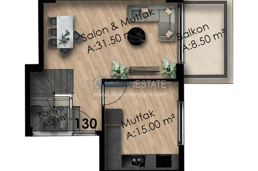 Купить дешево Квартиры в Газипаше на этапе котлована в резиденции с отельной инфраструктурой 14