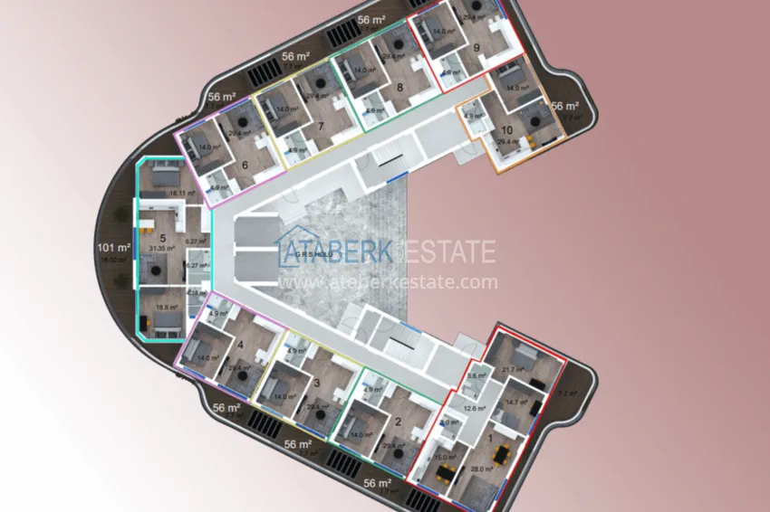 Купить дешево Инвестиционная недвижимость – новый проект резиденции с отельной инфраструктурой в Газипаше 2