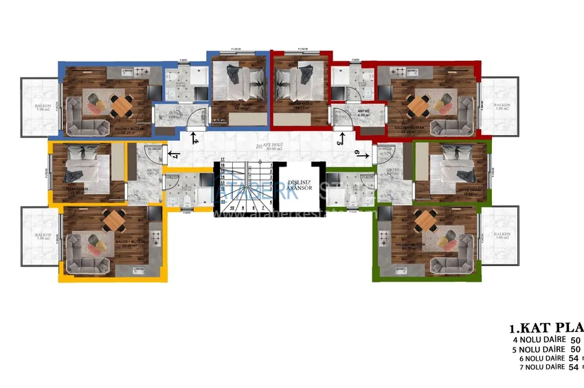 Купить дешево Новый современный проект бутик-комплекса с инфраструктурой, в Газипаше 2 