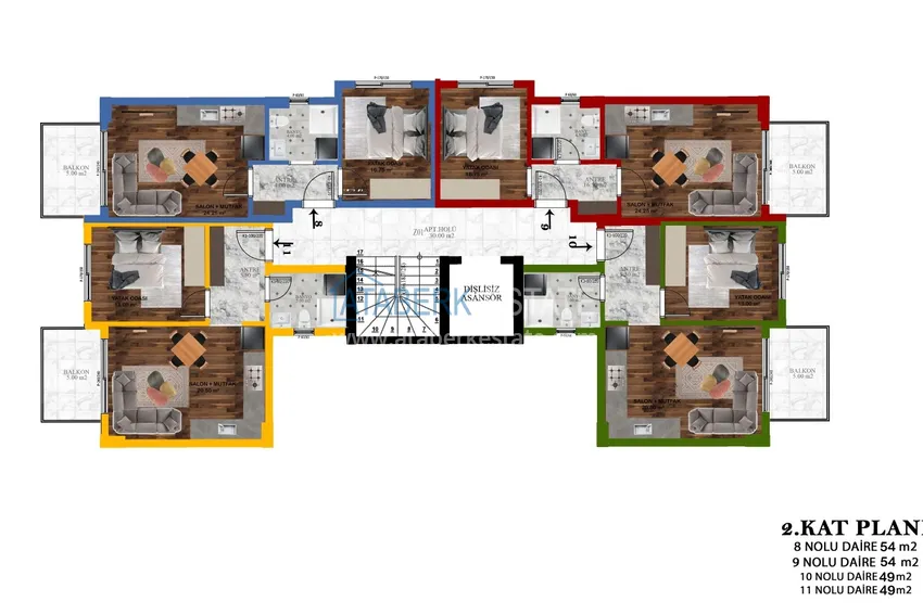 Купить дешево Новый современный проект бутик-комплекса с инфраструктурой, в Газипаше 3 