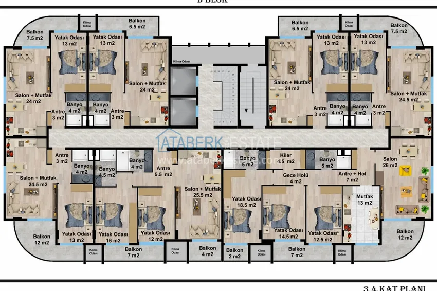 Купить дешево Новый стильный инвестиционный проект на этапе строительства в районе Оба, Алания 11