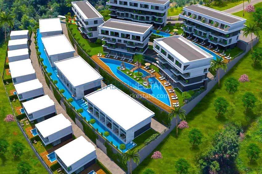 Квартиры в строящейся резиденции элитного сегмента в Алании, район Каргыджак. Подходят для получения гражданства 2 