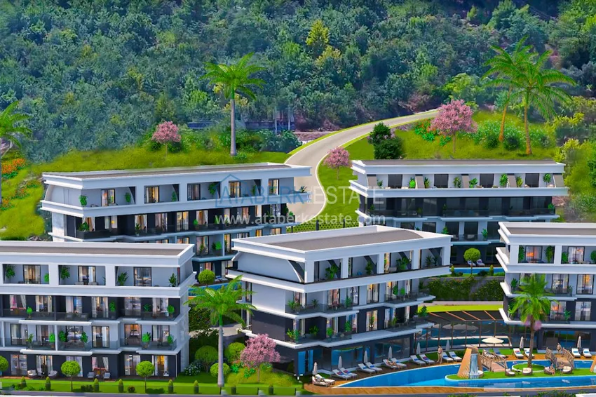 Квартиры в строящейся резиденции элитного сегмента в Алании, район Каргыджак. Подходят для получения гражданства 4 