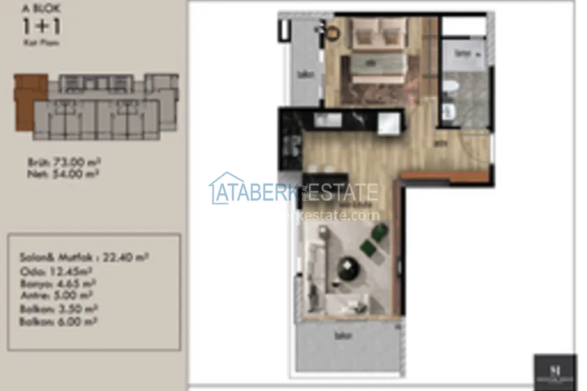Купить дешево Апартаменты 1+1 в районе Арпачбахшиш в Мерсине 1 