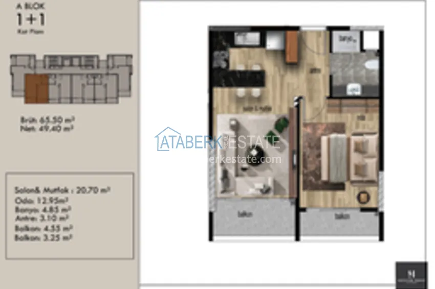 Купить дешево Апартаменты 1+1 в районе Арпачбахшиш в Мерсине 3 