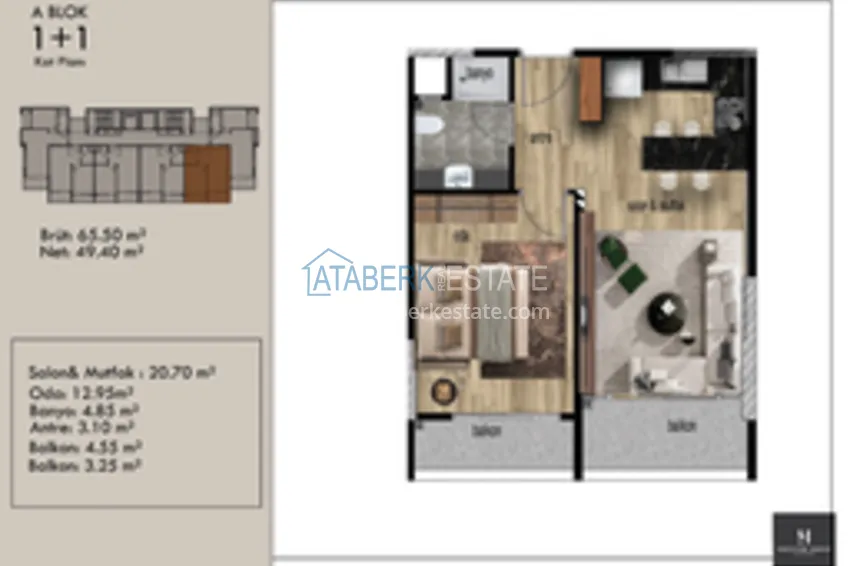 Купить дешево Апартаменты 1+1 в районе Арпачбахшиш в Мерсине 4 