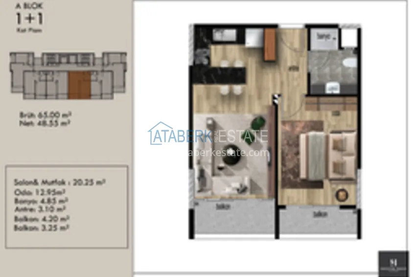 Купить дешево Апартаменты 1+1 в районе Арпачбахшиш в Мерсине 6 