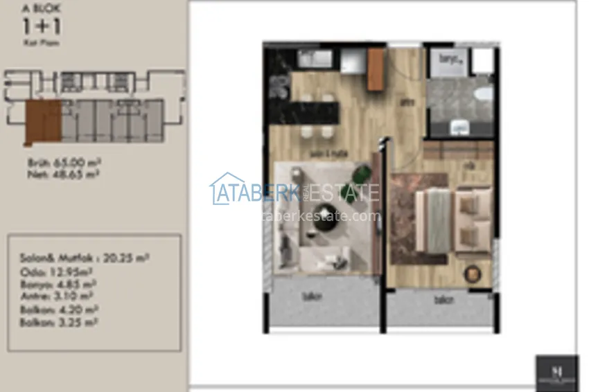 Купить дешево Апартаменты 1+1 в районе Арпачбахшиш в Мерсине 7 