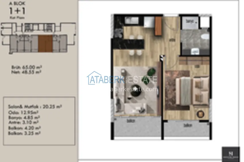 Купить дешево Апартаменты 1+1 в районе Арпачбахшиш в Мерсине 10 