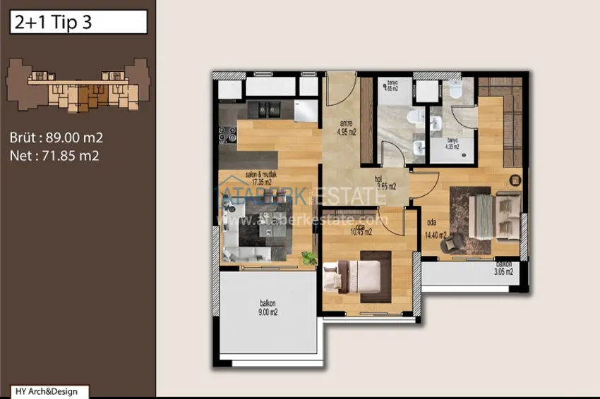 Купить дешево Жилой комплекс в 300 метрах от моря в районе Тедже города Мерсин 7 