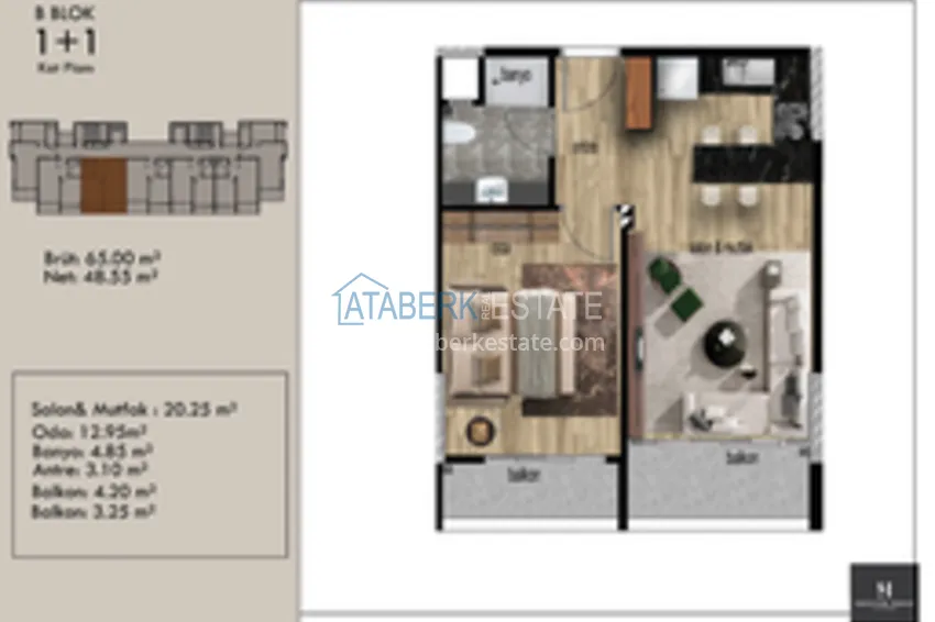 Купить дешево Апартаменты 1+1 в районе Арпачбахшиш в Мерсине 19 