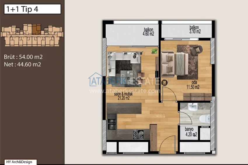 Купить дешево Жилой комплекс в 300 метрах от моря в районе Тедже города Мерсин 17 