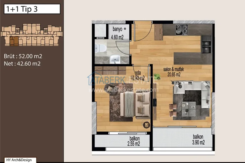 Купить дешево Жилой комплекс в 300 метрах от моря в районе Тедже города Мерсин 14 