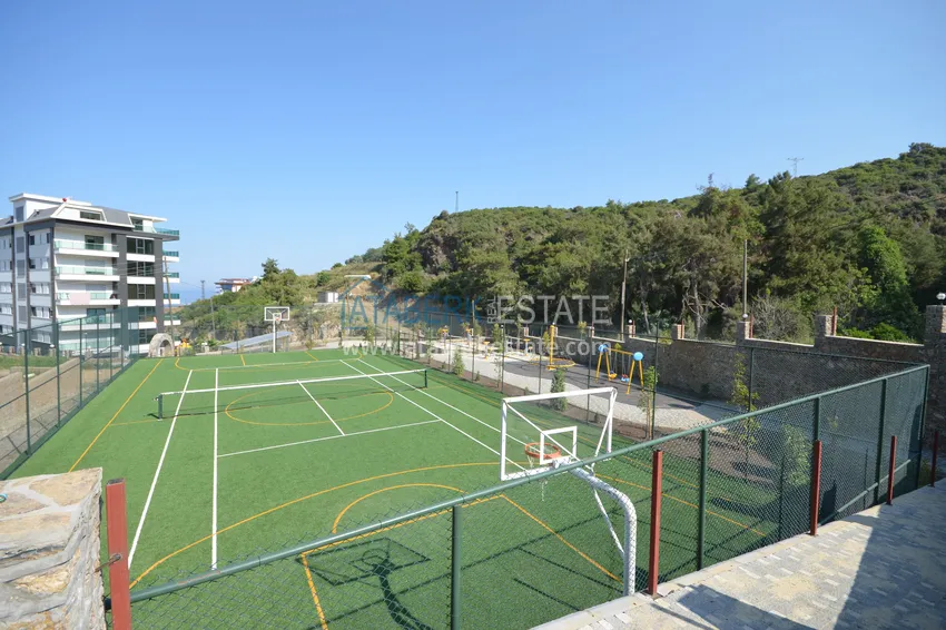 Квартира 1+1 с боковым видом на море в элитном комплексе с частным пляжем, Каргыджак – Алания 11 