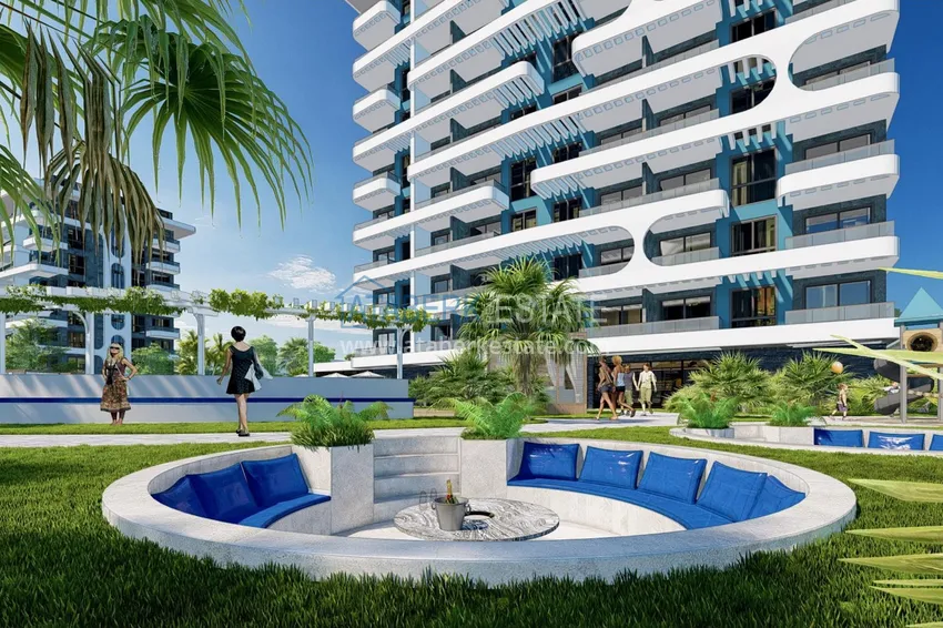 Современный жилой комплекс семейного типа на этапе строительства в Алании, район Демирташ 11 