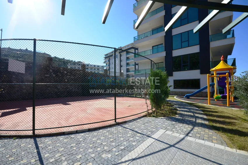 Квартира 1+1 с боковым видом на море в элитном комплексе с частным пляжем, Каргыджак – Алания 12 