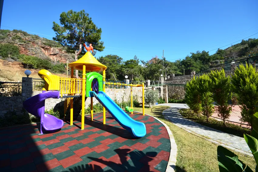 Квартира 1+1 с боковым видом на море в элитном комплексе с частным пляжем, Каргыджак – Алания 13 