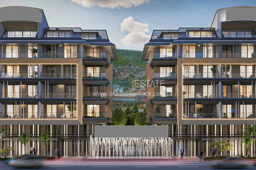 Квартиры в центре Алании в 150 метрах от пляжа Клеопатра на этапе котлована  6 