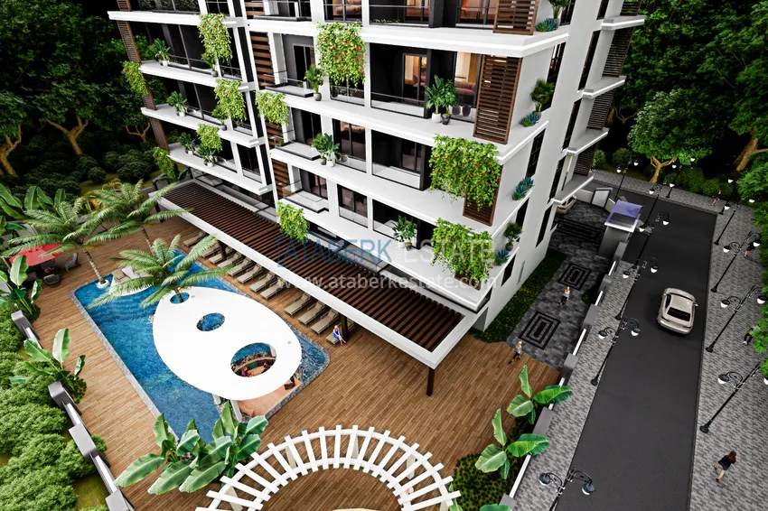 Двухкомнатная квартира напрямую от инвестора в строящемся комплексе - Алания, Газипаша 7 