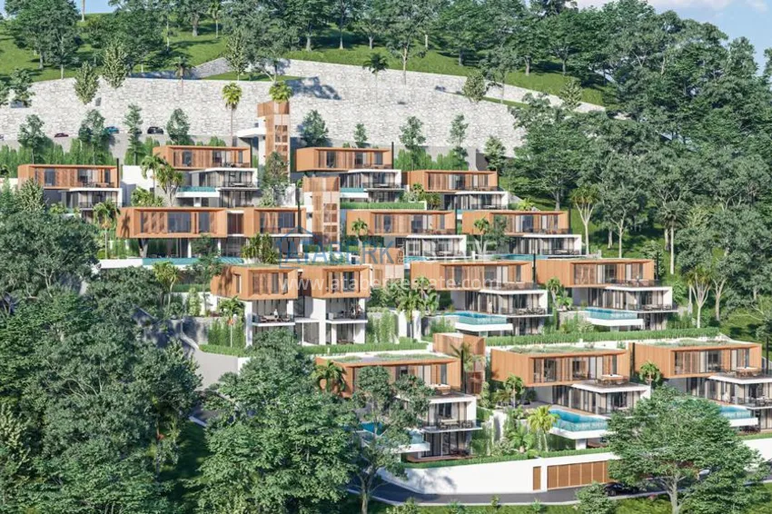 Роскошный проект - ультрасовременный коттеджный комплекс на холмах района Тепе, Алания 1 