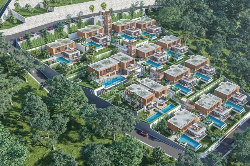 Роскошный проект - ультрасовременный коттеджный комплекс на холмах района Тепе, Алания 4 