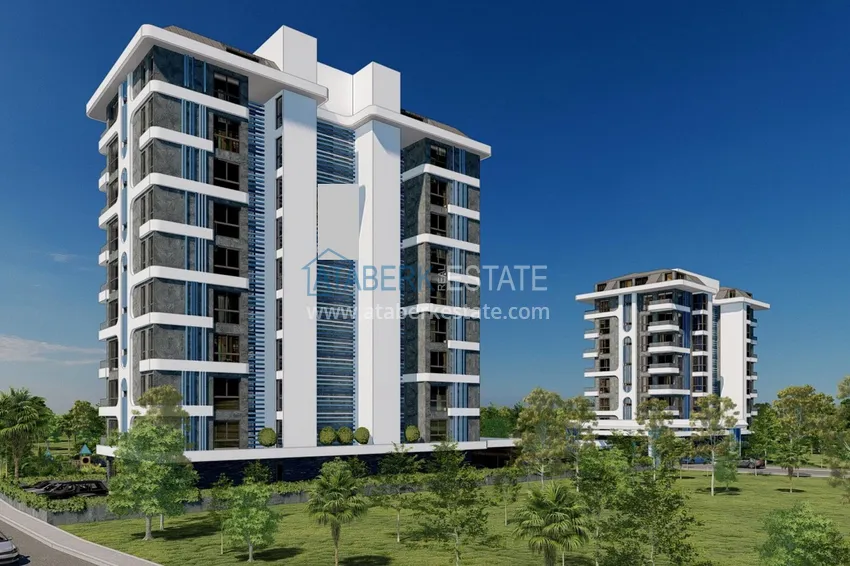 Современный жилой комплекс семейного типа на этапе строительства в Алании, район Демирташ 5 