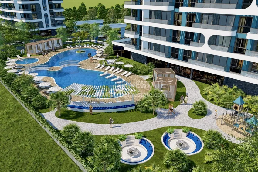 Современный жилой комплекс семейного типа на этапе строительства в Алании, район Демирташ 6 