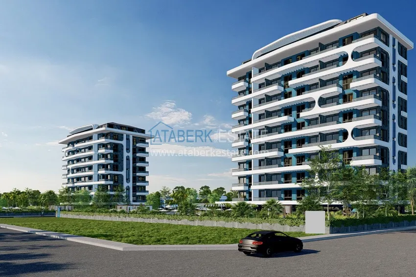 Современный жилой комплекс семейного типа на этапе строительства в Алании, район Демирташ 7 