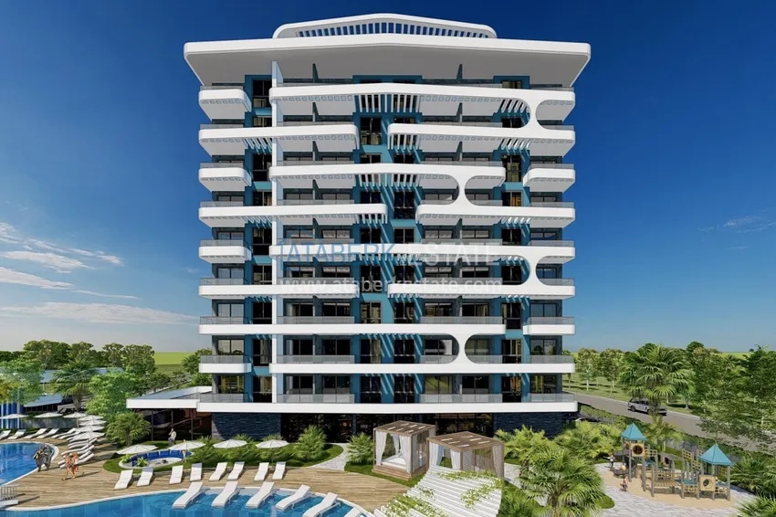 Современный жилой комплекс семейного типа на этапе строительства в Алании, район Демирташ 8 