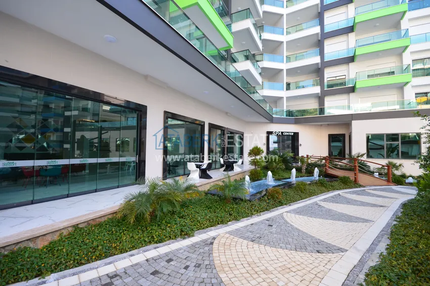 Квартира 1+1 с боковым видом на море в элитном комплексе с частным пляжем, Каргыджак – Алания 8 