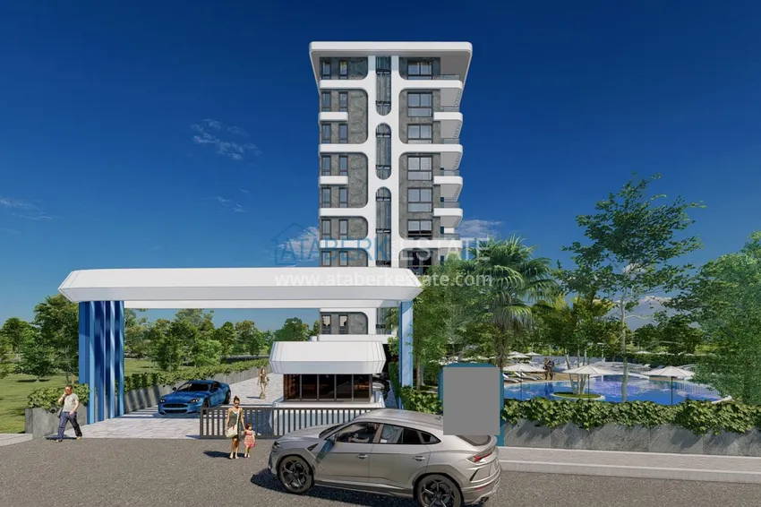 Современный жилой комплекс семейного типа на этапе строительства в Алании, район Демирташ 9 