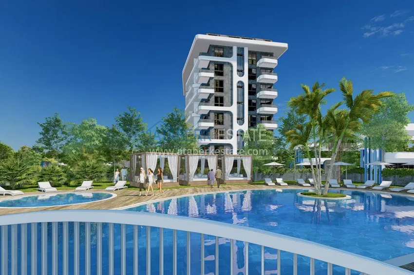 Современный жилой комплекс семейного типа на этапе строительства в Алании, район Демирташ 10 